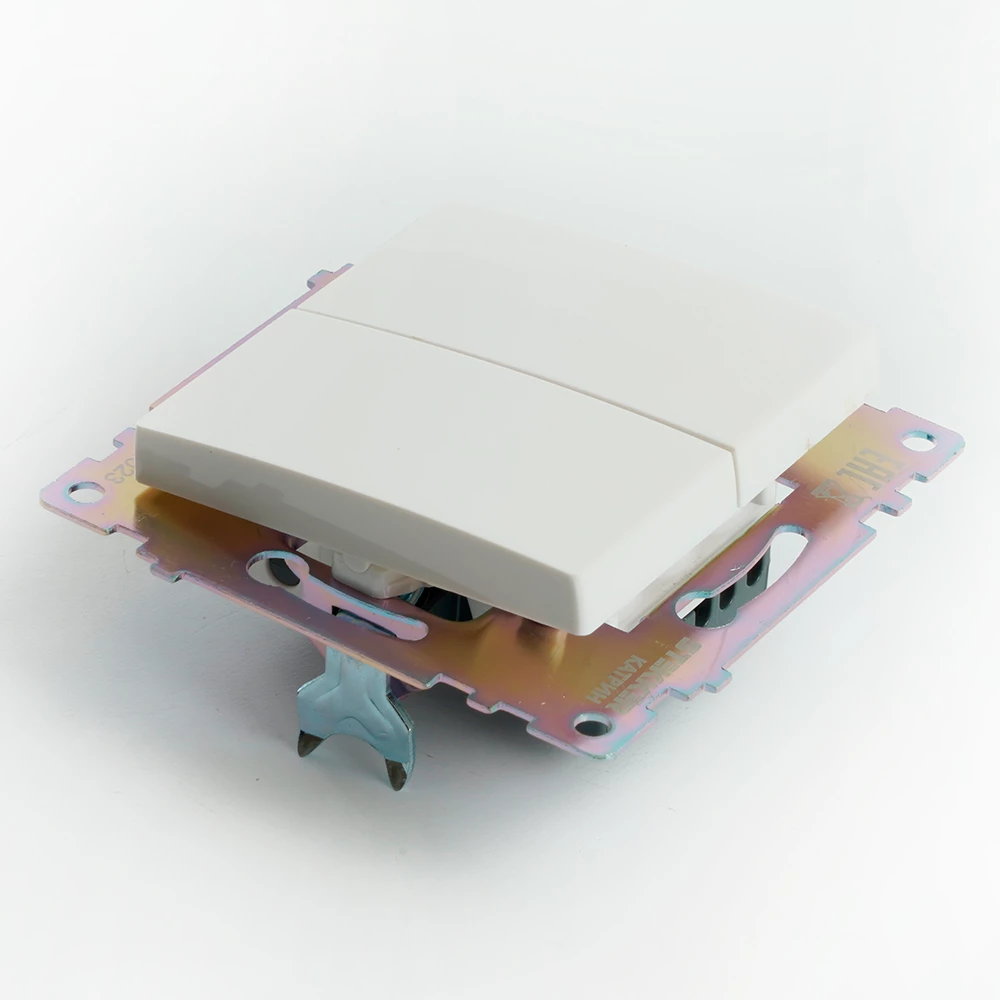 Переключатель 2-клавишный (механизм), STEKKER GLS10-7107-01 , 250V, 10А, серия Катрин, белый (49166) - Viokon.com