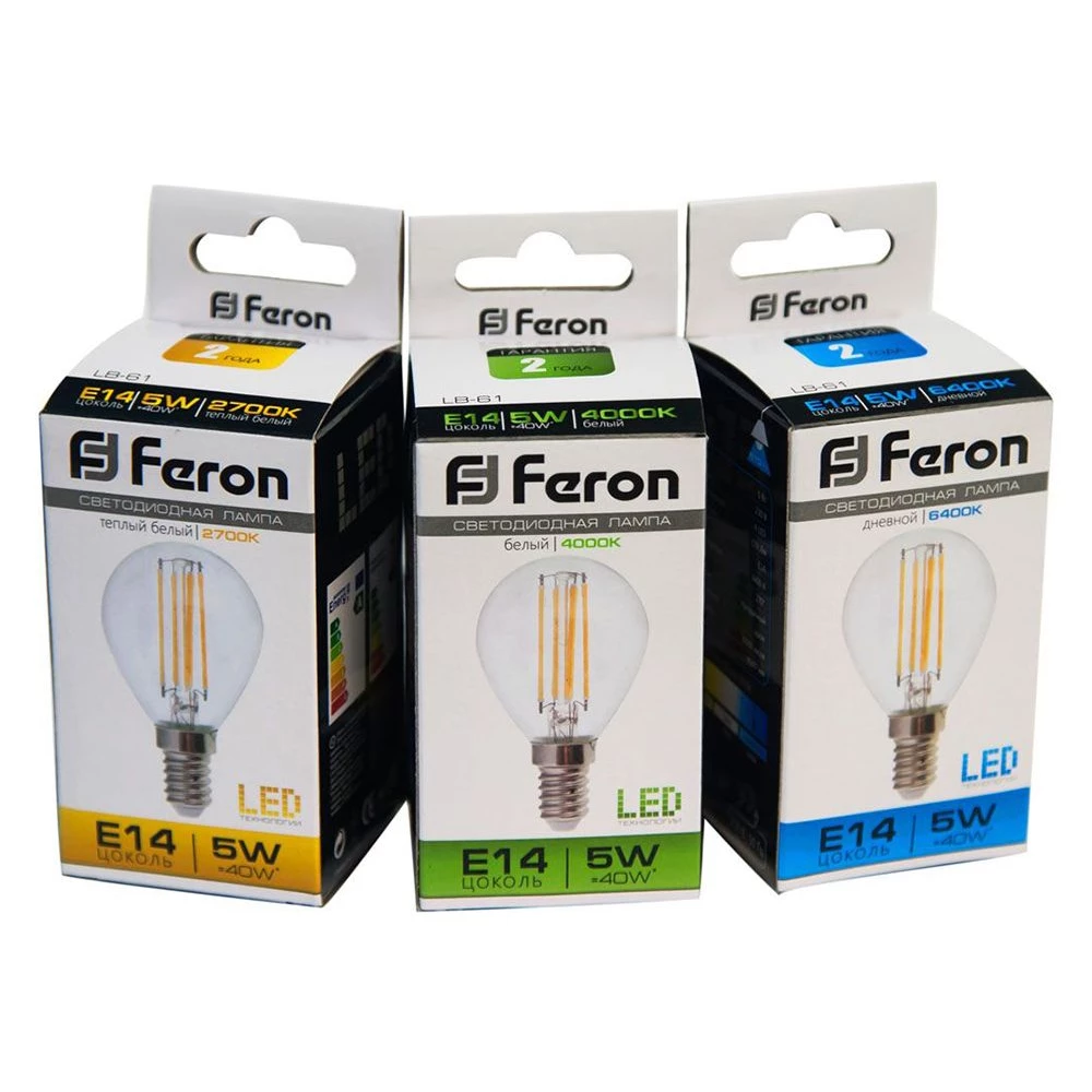 Лампа светодиодная Feron LB-61 Шарик E14 5W 230V 4000K (25579) - Viokon.com