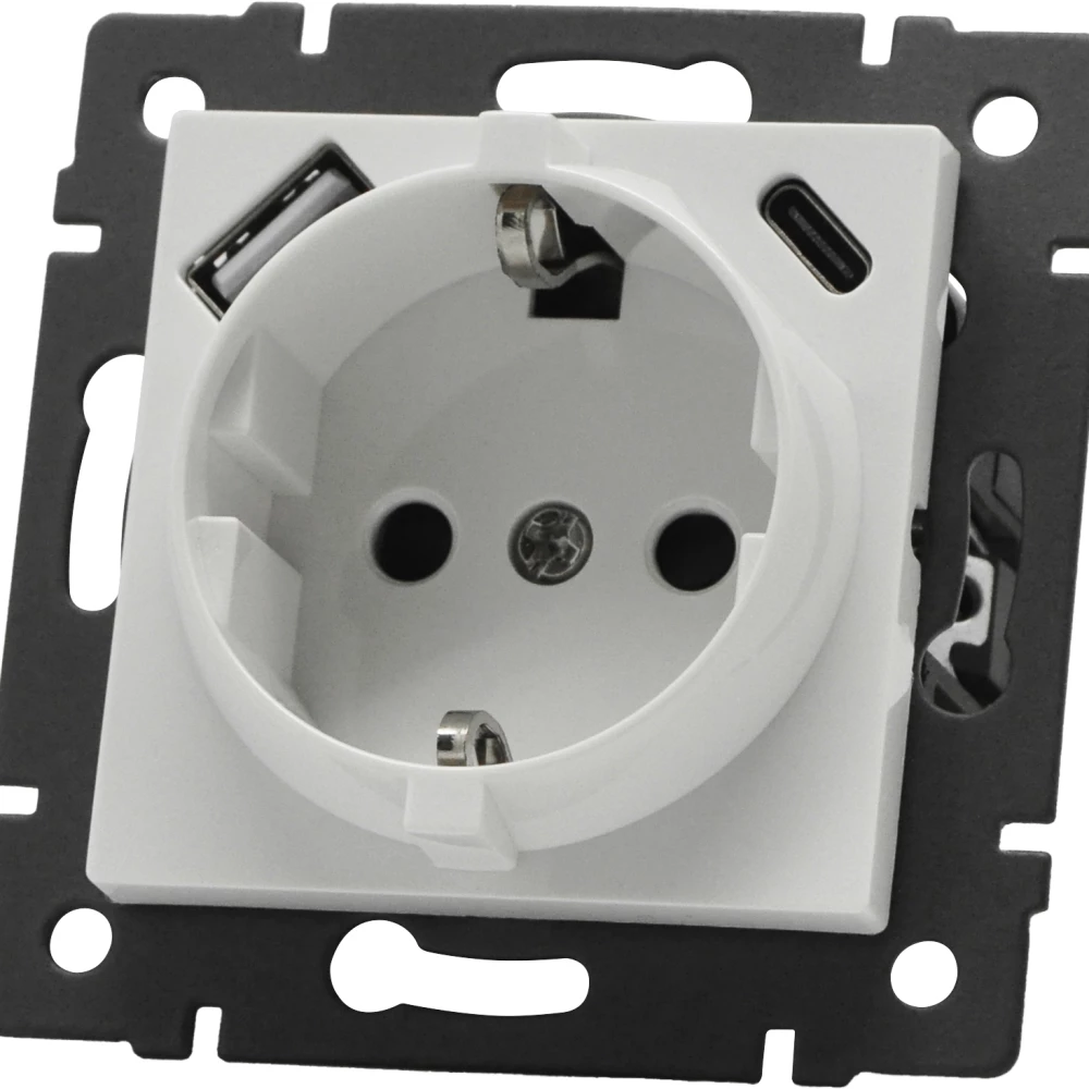 Механизм розетки с быстрой USB зарядкой SCT-MUAC-PL-WH-V (250V, 16A) (Arlight, -) 049822 - Viokon.com