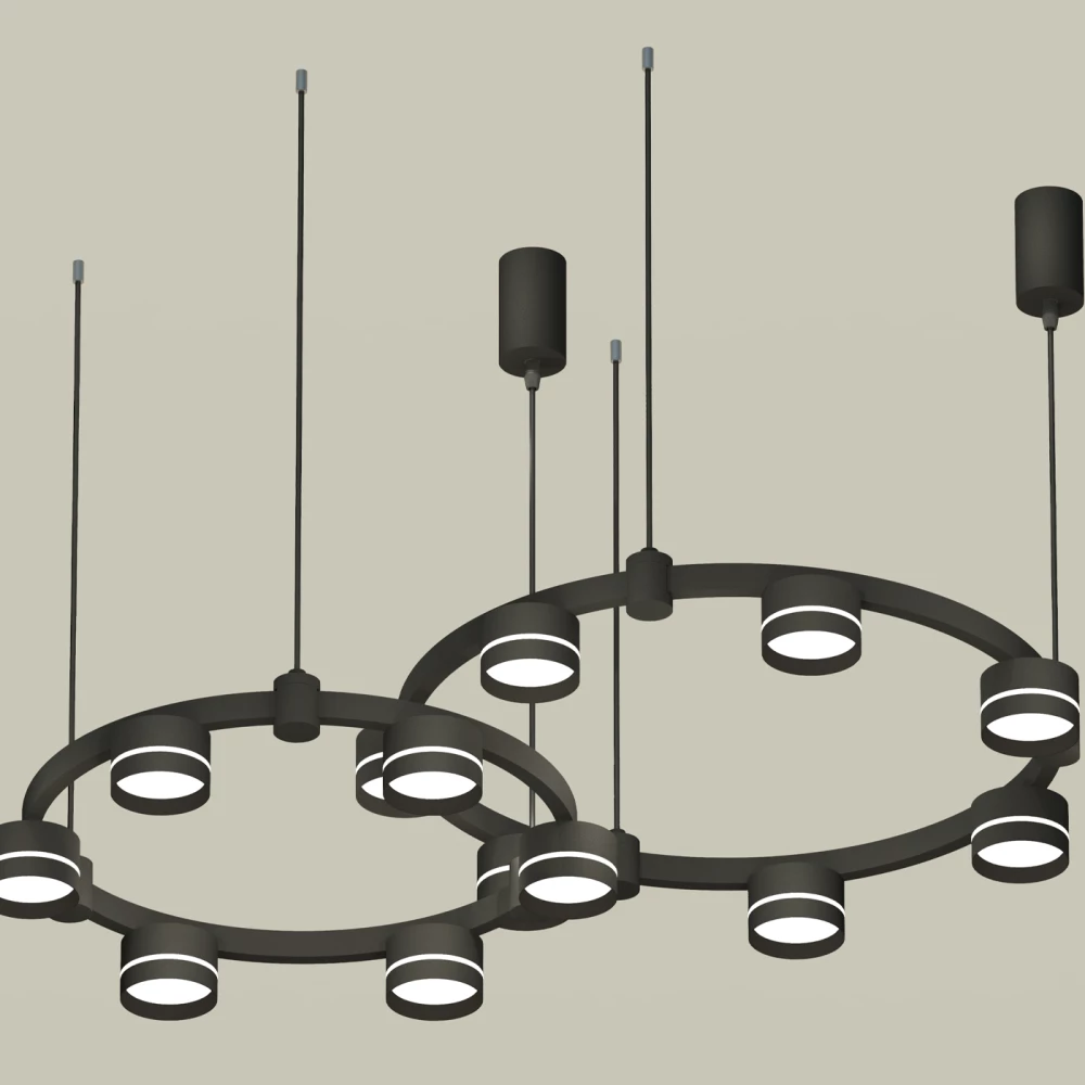 Комплект подвесного светильника Techno Ring с акрилом XR92091005/13 SBK/FR черный песок/белый матовый GX53 (A9209, C9238, C9232, N8462) - Viokon.com