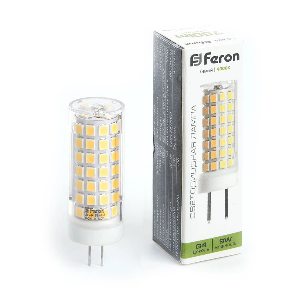 Лампа светодиодная Feron LB-434 G4 9W 175-265V 4000K (38144) - Viokon.com