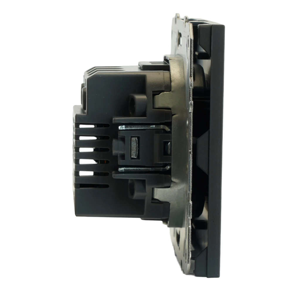 Розетка 2-местная USB + Type C (механизм), STEKKER, 250В, 20W, серия Эмили, RST10-5115-05, черный уголь, soft touch (49853) - Viokon.com