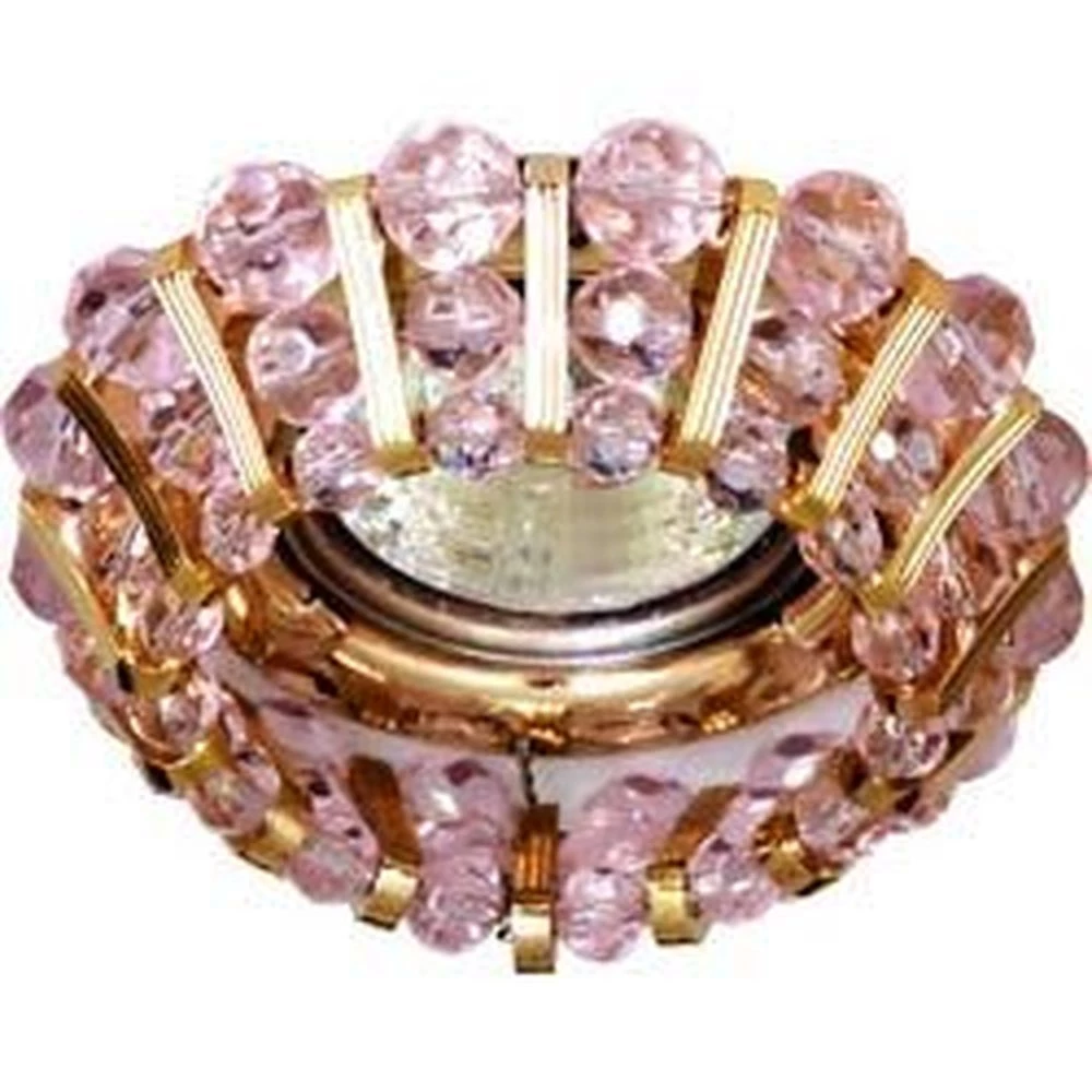Светильник потолочный, JCDR G5.3 с  розовым стеклом, золото, с лампой, CD2121 (18440) - Viokon.com