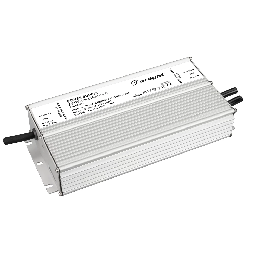 Блок питания ARPV-UH24600-PFC (24V, 25A, 600W) (Arlight, IP67 Металл, 7 лет) 034463 - Viokon.com