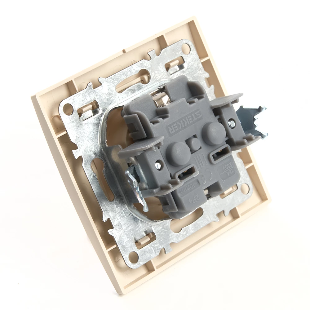 Розетка 1-местная с/з, STEKKER, PST16-9010-02, 250В, 16А с защитной шторкой, серия Эрна, слоновая кость (39236) - Viokon.com