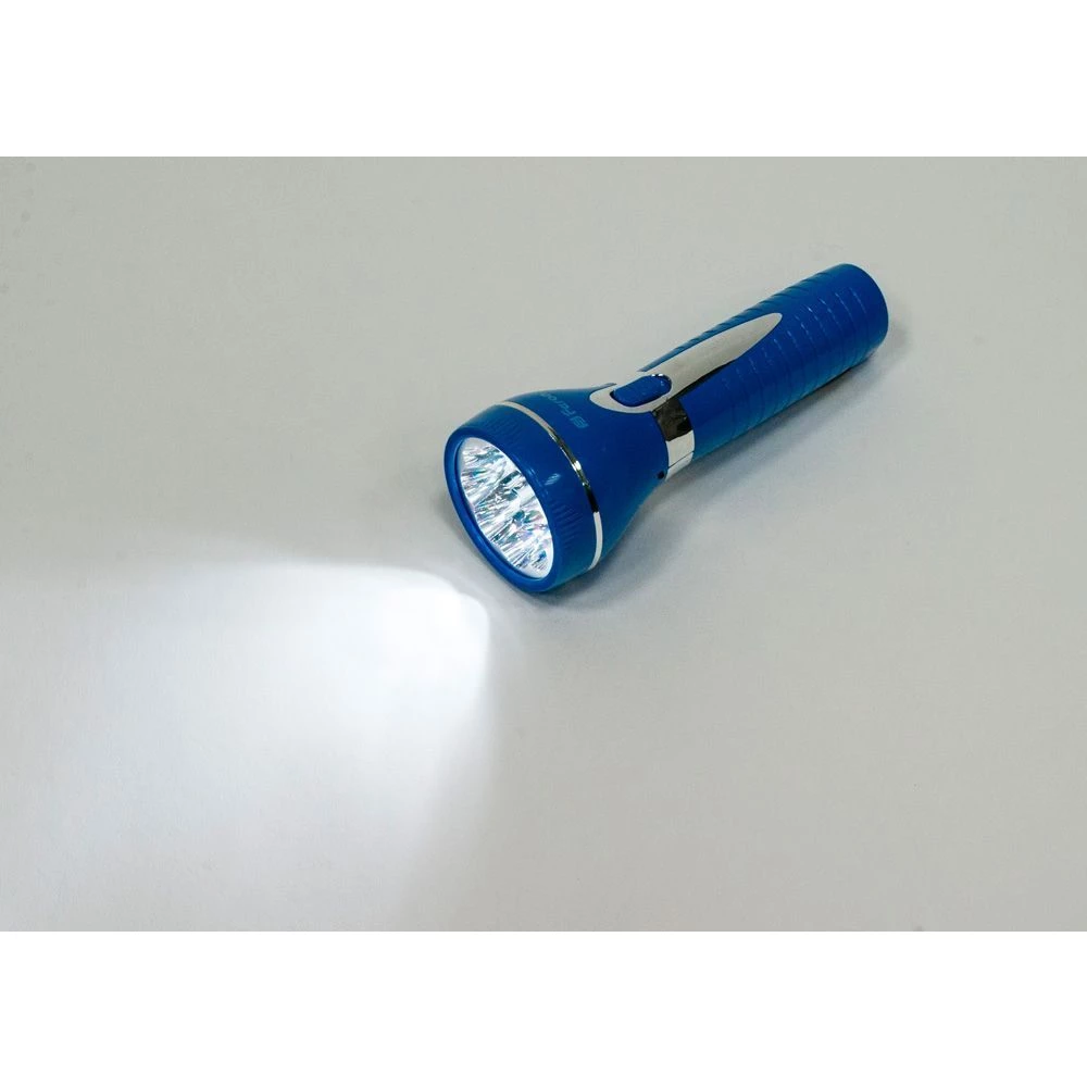 Фонарь аккумуляторный ручной 9LED 0,6W со встроенной вилкой для зарядки, голубой, TL041 (12956) - Viokon.com