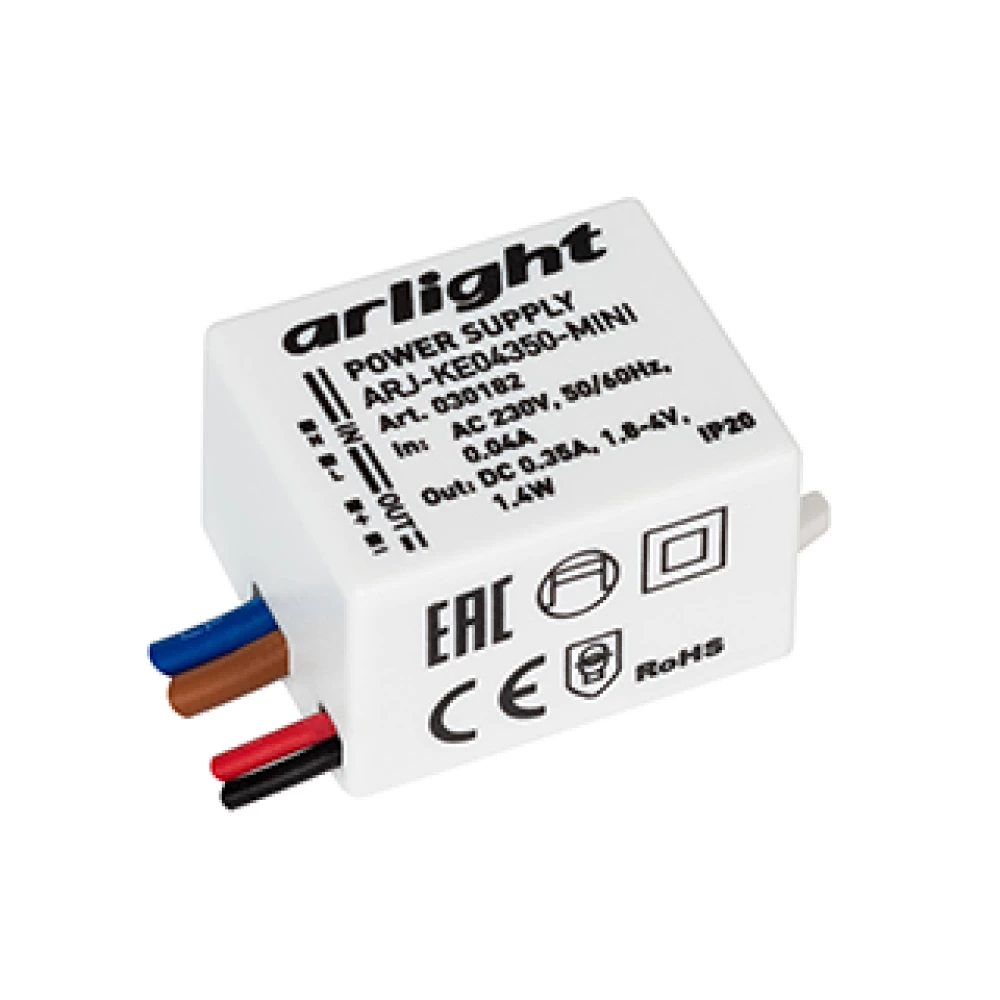 Блок питания ARJ-KE04350-MINI (1.4W, 350mA) (Arlight, IP20 Пластик, 5 лет) 030182 - Viokon.com