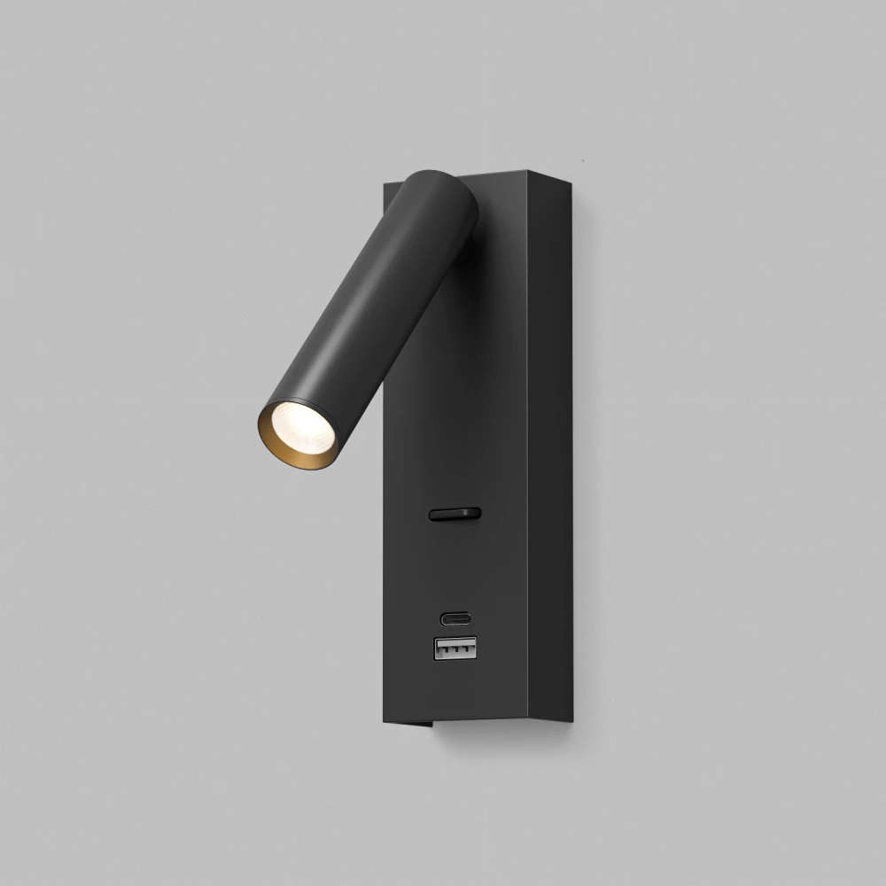 Светильник настенный CHARGELUX USB-A  3Вт 3000К алюминий черный - Viokon.com