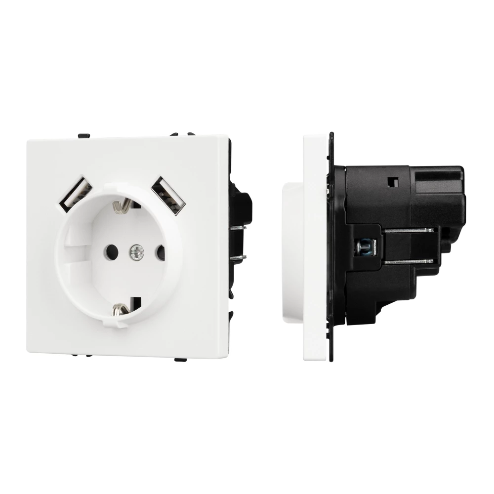 Механизм розетки с USB зарядкой SCT-NOBE-MUAA-SFPL-WH (230V, 16A) (Arlight, Белый кварц) 054288 - Viokon.com