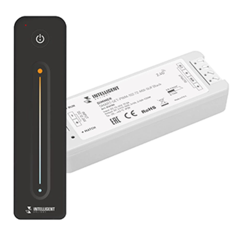 INTELLIGENT ARLIGHT Диммер SMART-SET-PWM-102-72-MIX-SUF Black (12-24V, 2x5A, ПДУ LINE, 2.4G) (IARL, Контроллер) 036186 - Viokon.com