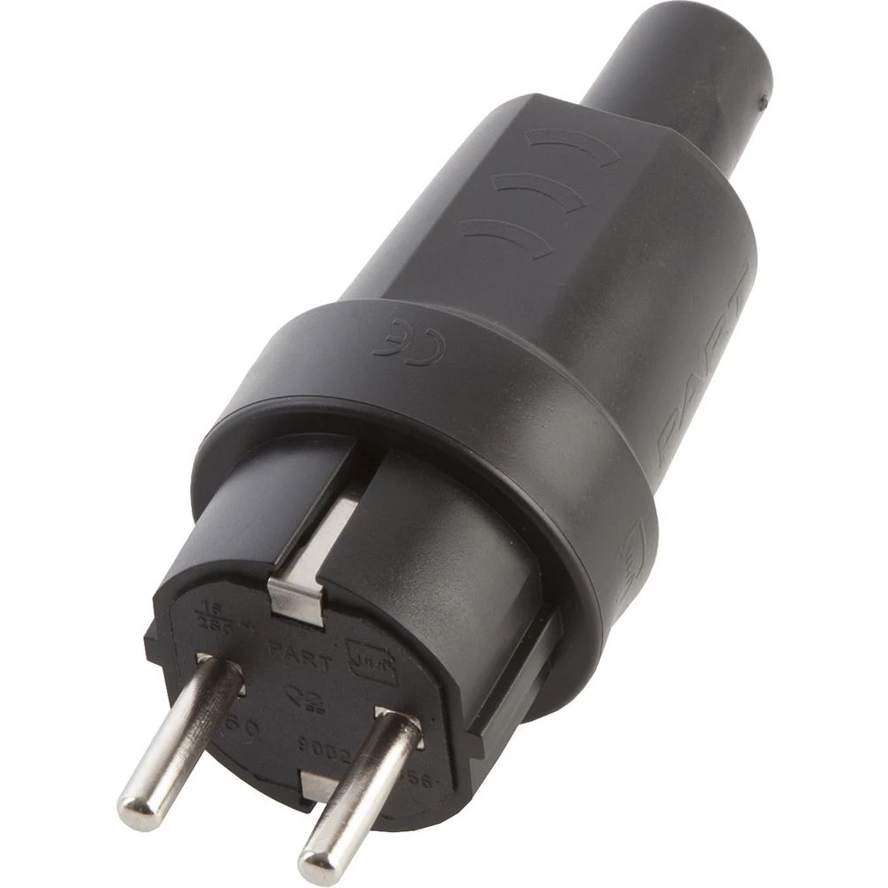 Вилка STEKKER PPG16-30-441 прямая с заземляющим контактом, пластик 250В, 16A, IP44, черная (32845) - Viokon.com