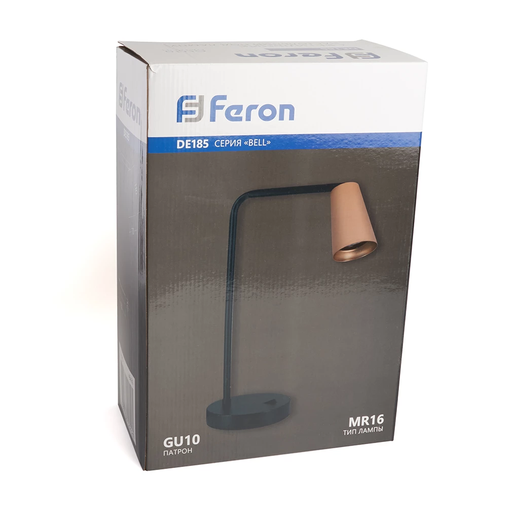 Светильник под лампу Feron DE185 BELL MR16 35W, 230V, GU10, золото и чёрный (48426) - Viokon.com