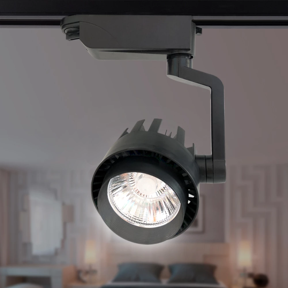 Трековый однофазный светодиодный светильник GL6108 BK черный LED 20W 4200K 24° - Viokon.com