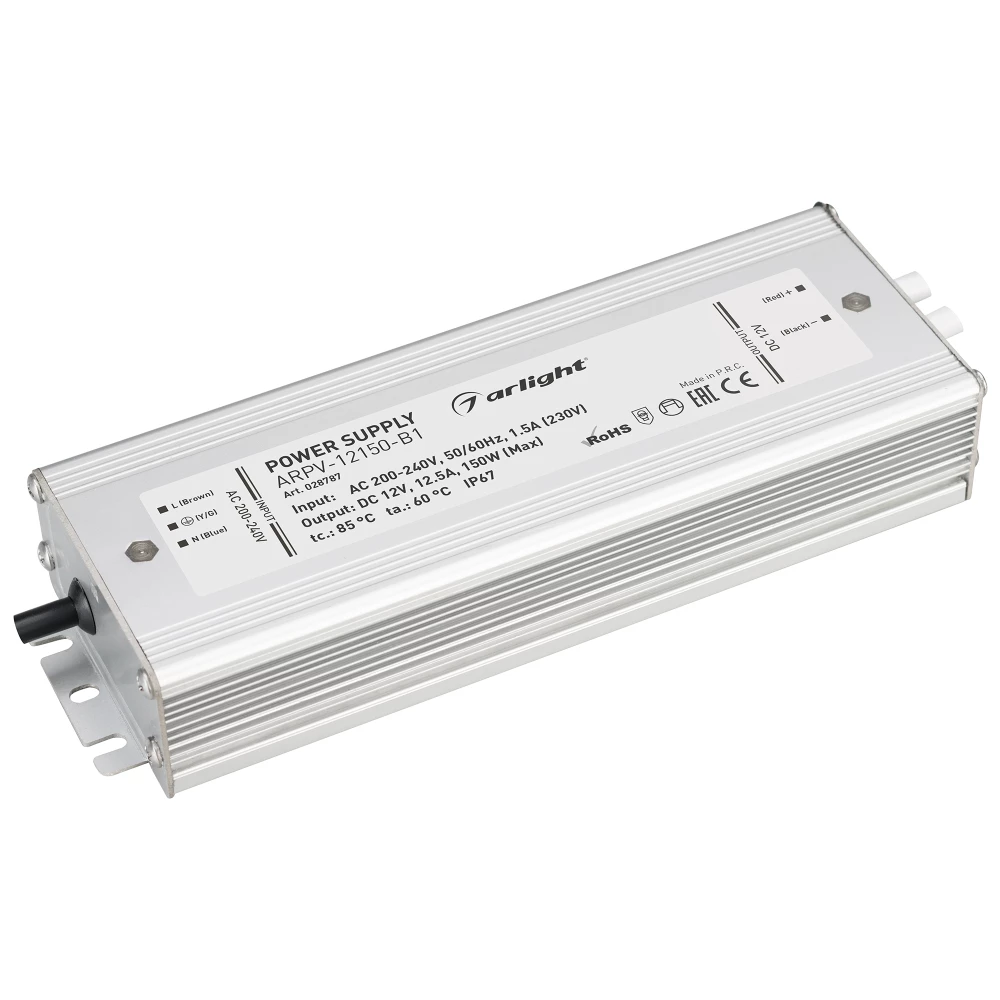 Блок питания ARPV-12150-B1 (12V, 12,5A, 150W) (Arlight, IP67 Металл, 3 года) 028787 - Viokon.com