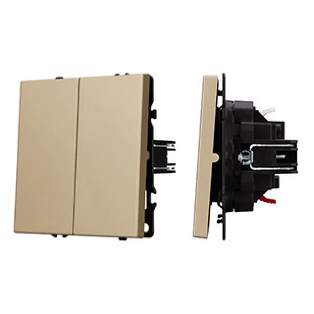 Механизм выключателя двухклавишный непроходной SWT-NOBE-MK02-SFPL-GD (230V, 10A) (Arlight, Золотой песок) 054253 - Viokon.com