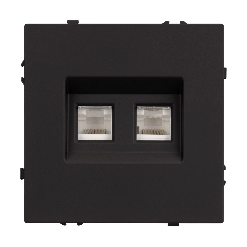 Механизм сдвоенной компьютерной розетки SCT-NOBE-MPC2-SFPL-BK (RJ-45, CAT6) (Arlight, Черный оникс) 054313 - Viokon.com