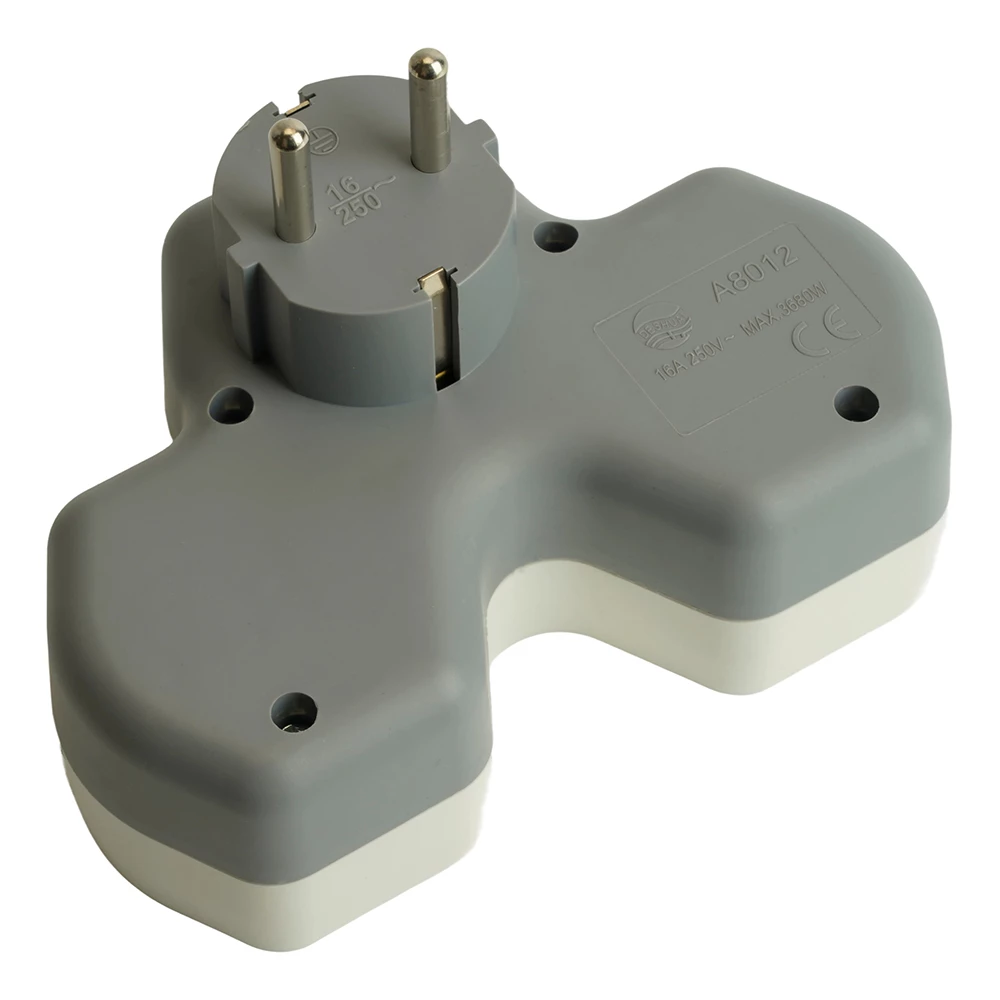 Разветвитель сетевой 2-местный с/з STEKKER ADP16-15-20, 250V, 16A и USB+Type C на 2.4А, белый/серый (50071) - Viokon.com