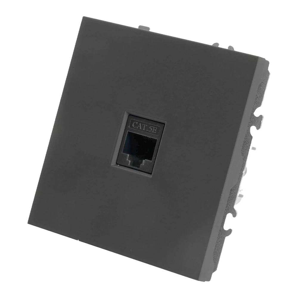 Розетка компьютерная 1-местная RJ-45 (механизм), STEKKER, серия Эмили, RST00-5117-05, черный уголь, soft touch (49847) - Viokon.com