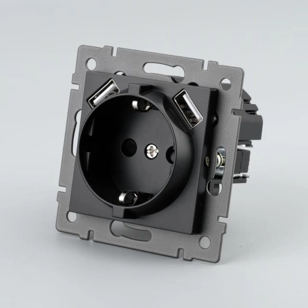 Механизм розетки с USB зарядкой SCT-MUAA-PL-BK-V (250V, 16A) (Arlight, -) 049819 - Viokon.com