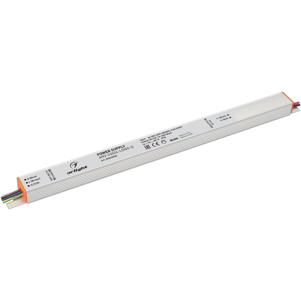Блок питания ARV-24024-LONG-D (24V, 1A, 24W) (Arlight, IP20 Металл, 3 года) 026420(2) - Viokon.com