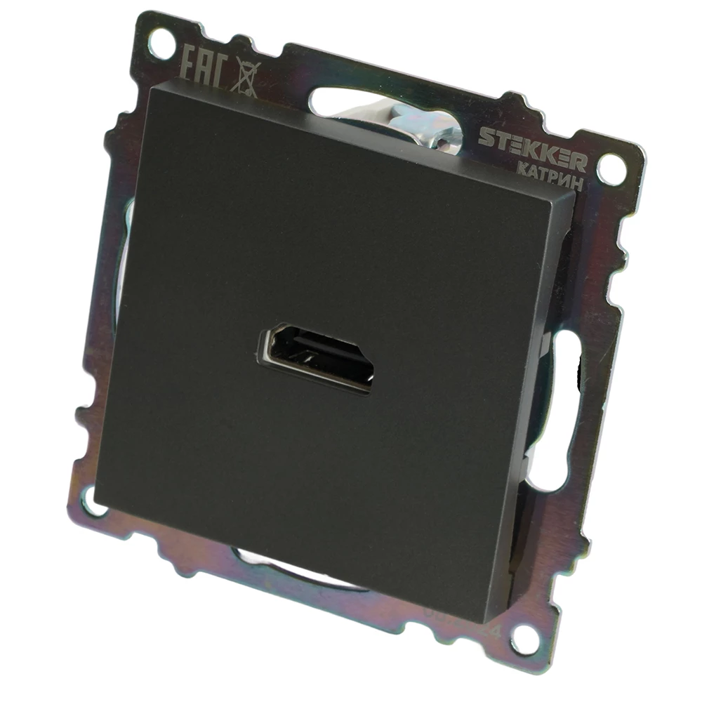 Розетка HDMI 2.1, Type A (механизм), серия Катрин, графит, GLS00-7118-06 (50059) - Viokon.com