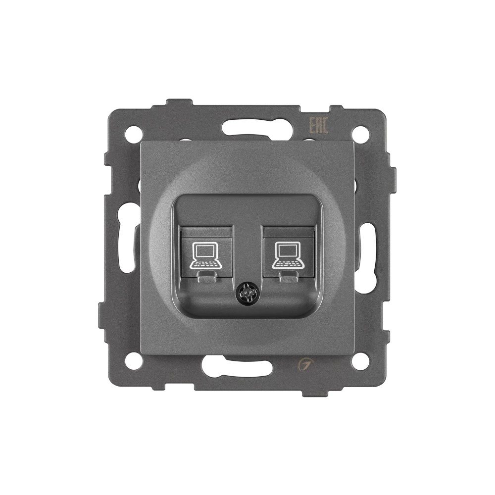 Механизм компьютерной розетки двойной SCT-MPC2-PL-GR-V (RJ-45, CAT6) (Arlight, -) 049851 - Viokon.com