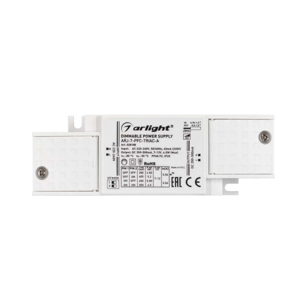 Блок питания ARJ-7-PFC-TRIAC-A (7W, 350-500mA) (Arlight, IP20 Пластик, 5 лет) 028188 - Viokon.com
