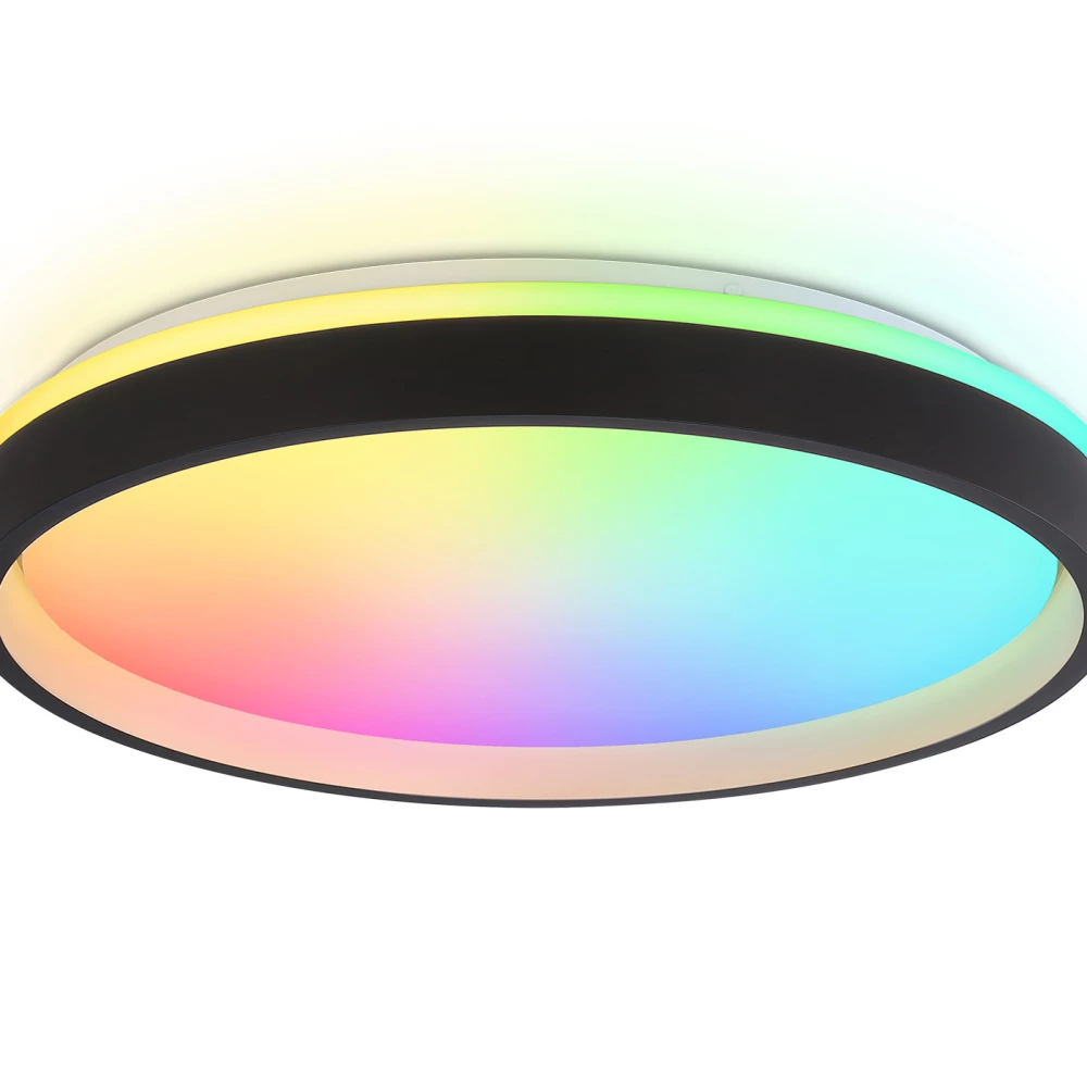 Светодиодный светильник RGB с пультом управления FZ610 BK/GD черный/золото IP20 66W 3000K-6500K+RGB D490*85 (ПДУ ИК) - Viokon.com