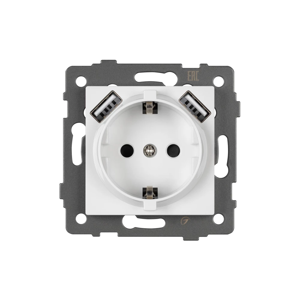 Механизм розетки с быстрой USB зарядкой SCT-MUAC-PL-WH-V (250V, 16A) (Arlight, -) 049822 - Viokon.com