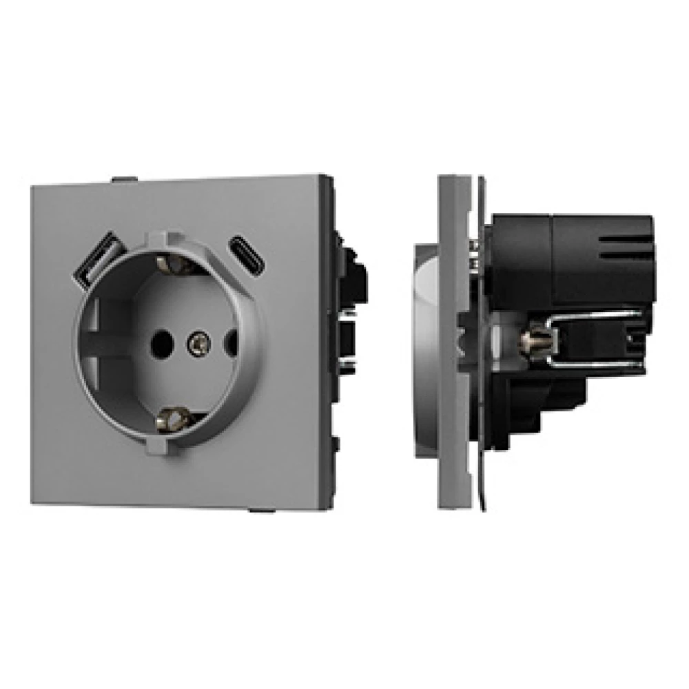 Механизм розетки с USB зарядкой SCT-TENDO-MUAC-PL-GR (230V, 16A) (Arlight, Графитовый) 054088 - Viokon.com