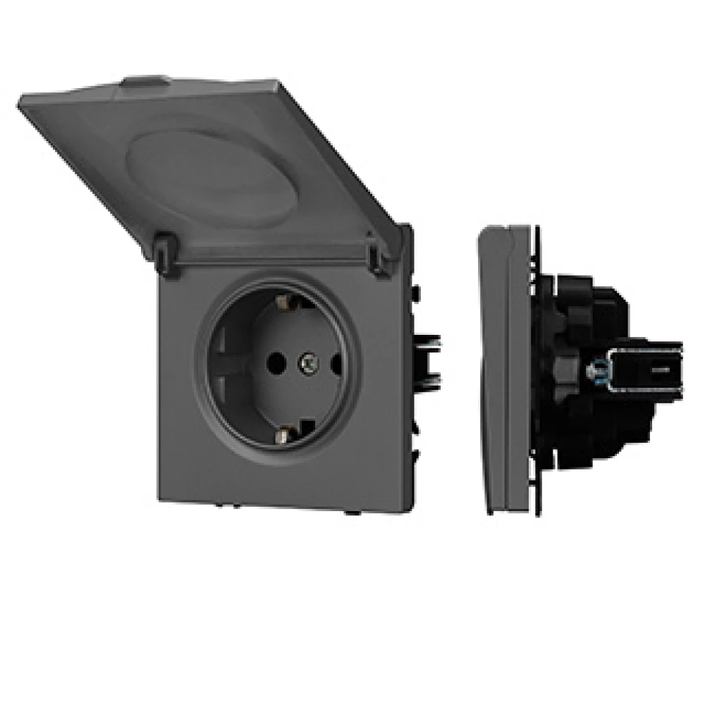 Механизм розетки влагозащищённый SCT-NOBE-MCP-SFPL-GR (230V, 16A) (Arlight, Серый базальт) 054283 - Viokon.com