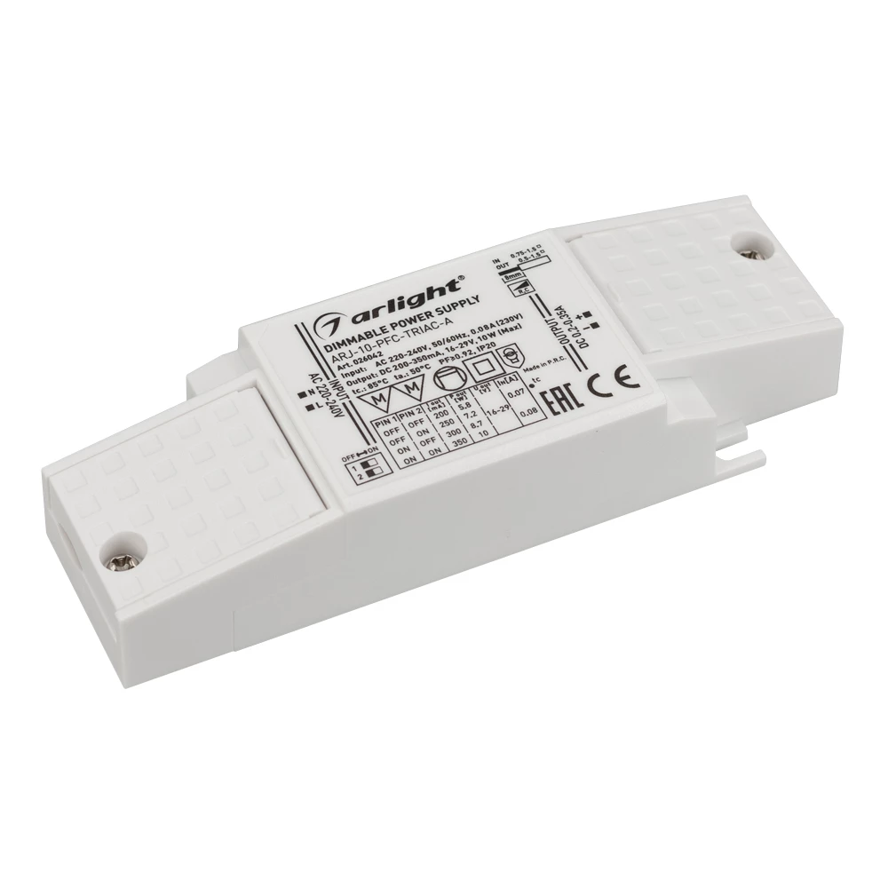 Блок питания ARJ-10-PFC-TRIAC-A (10W, 200-350mA) (Arlight, IP20 Пластик, 5 лет) 026042 - Viokon.com