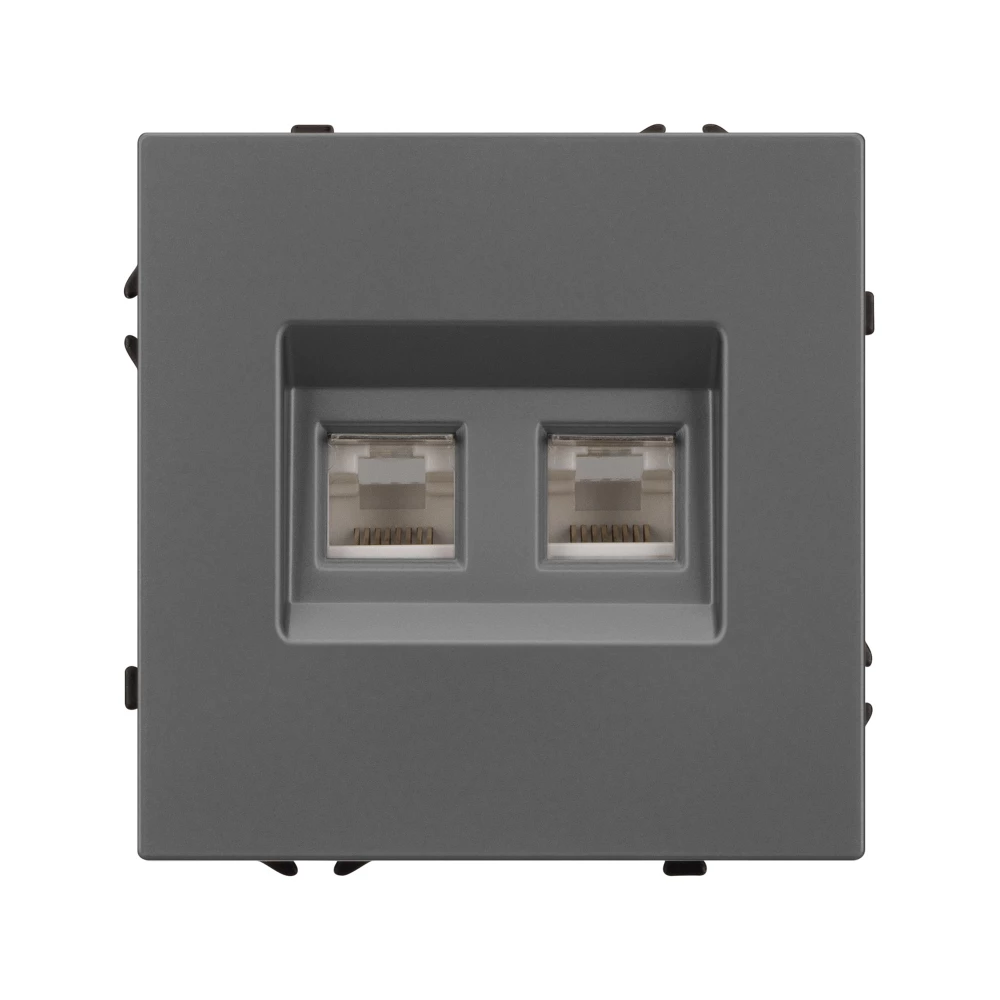 Механизм сдвоенной компьютерной розетки SCT-NOBE-MPC2-SFPL-GR (RJ-45, CAT6) (Arlight, Серый базальт) 054315 - Viokon.com