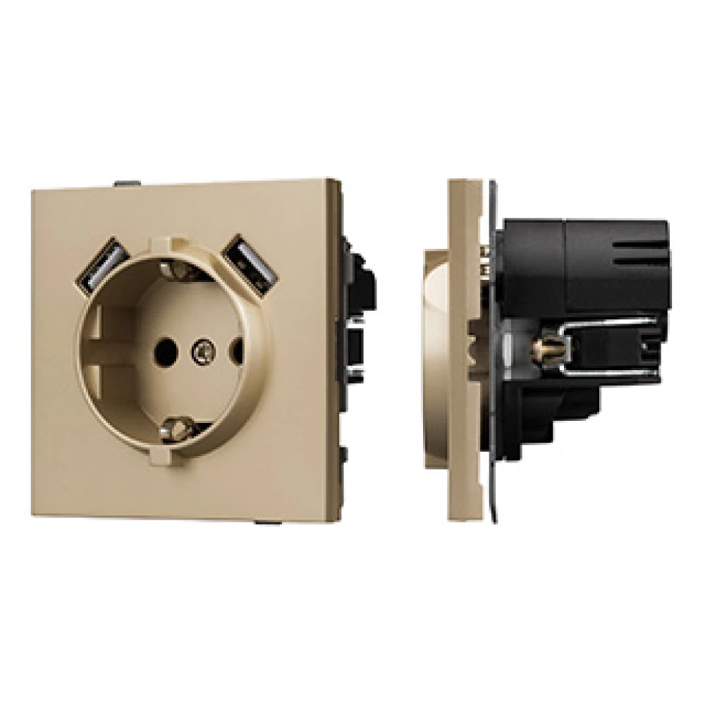 Механизм розетки с USB зарядкой SCT-TENDO-MUAA-SFPL-GD (230V, 16A) (Arlight, Матовый песочный) 054604 - Viokon.com