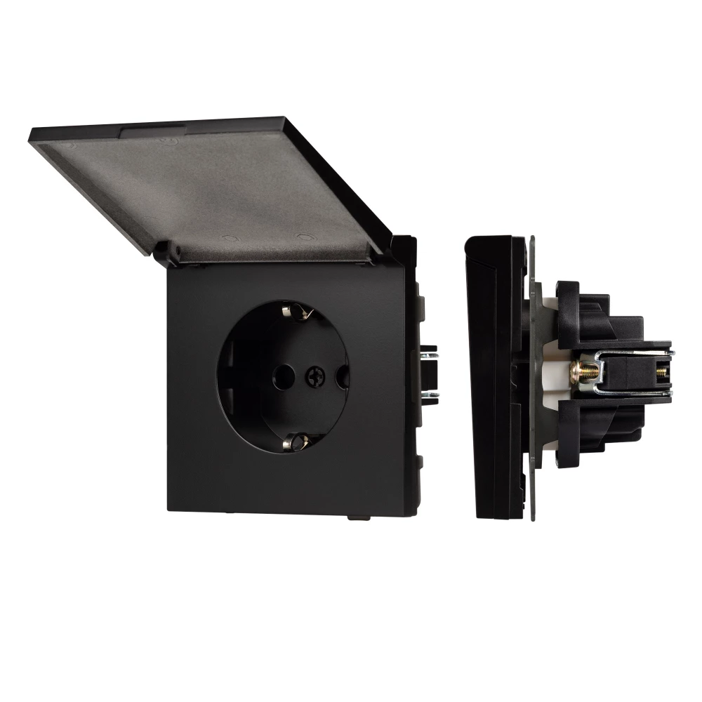 Механизм розетки влагозащищённый SCT-TENDO-MCP-PL-BK (230V, 16A) (Arlight, Черный) 054091 - Viokon.com