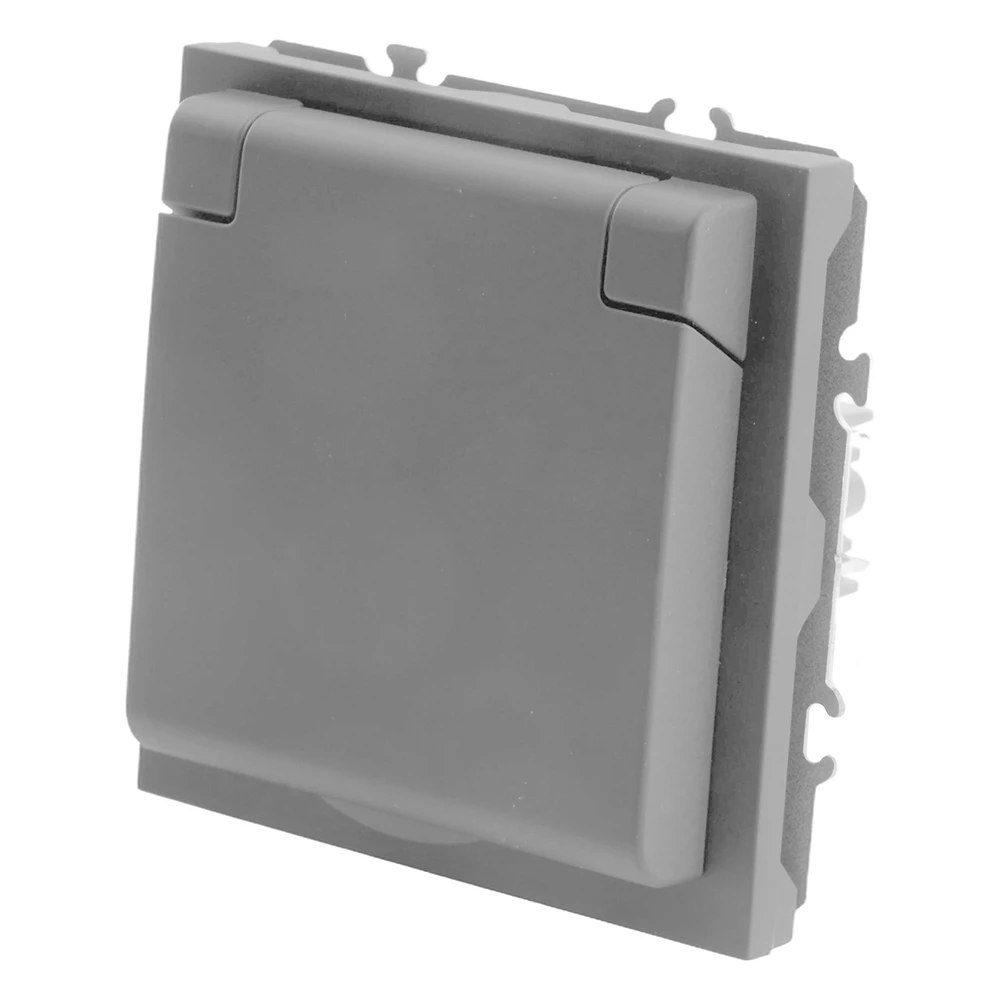 Розетка 1-местная с крышкой с защ. штор, STEKKER, б/з, 250В, 16А, серия Эмили, RST16-5113-10, платиново-серый, soft touch (49956) - Viokon.com