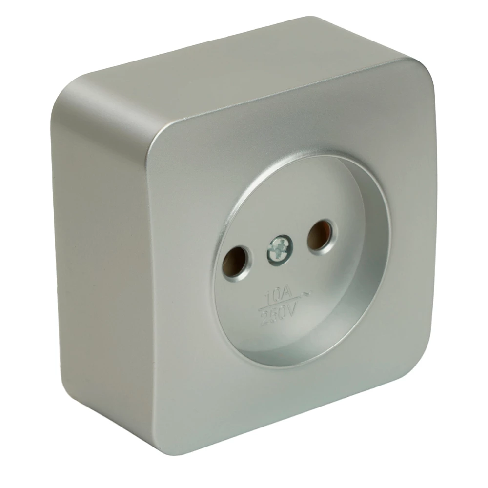 Розетка 1-местная б/з открытой установки, STEKKER, 250В, 10А, IP20, серия София, серебро, MST10-11-03 (49325) - Viokon.com