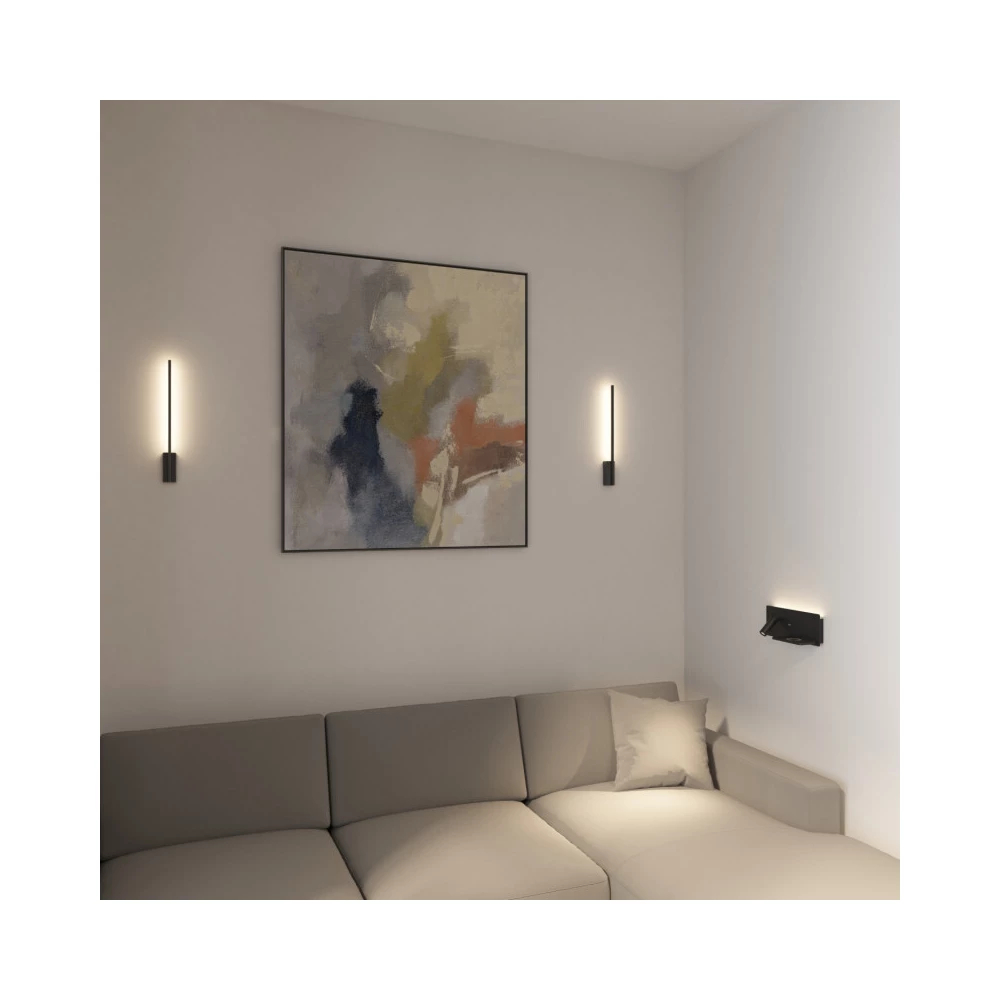 Светильник настенный CHARGELUX с функцией беспроводной зарядки USB-A  3Вт8Вт 3000К правый алюминий черный - Viokon.com