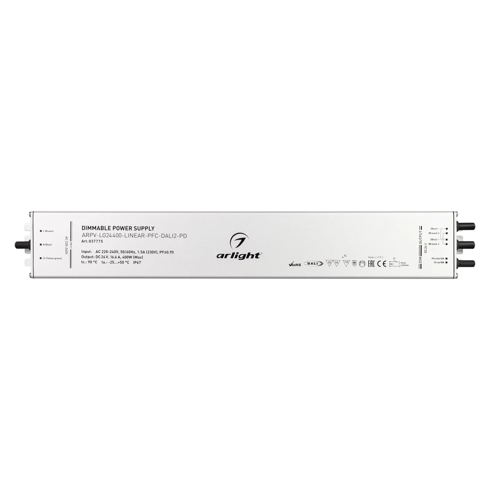 Блок питания ARPV-LG24400-LINEAR-PFC-DALI2-PD (24V, 16.7A, 400W) (Arlight, IP67 Металл, 5 лет) 037775 - Viokon.com