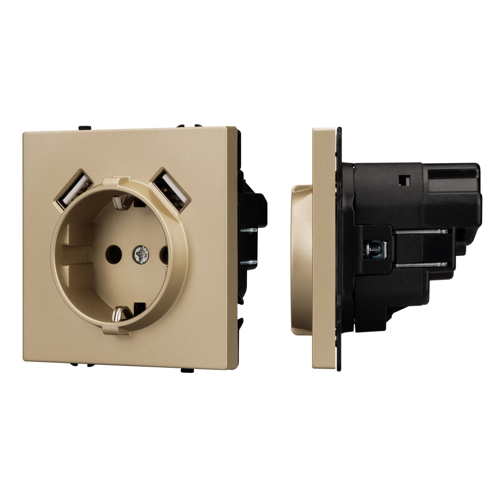 Механизм розетки с USB зарядкой SCT-NOBE-MUAA-SFPL-GD (230V, 16A) (Arlight, Золотой песок) 054290 - Viokon.com