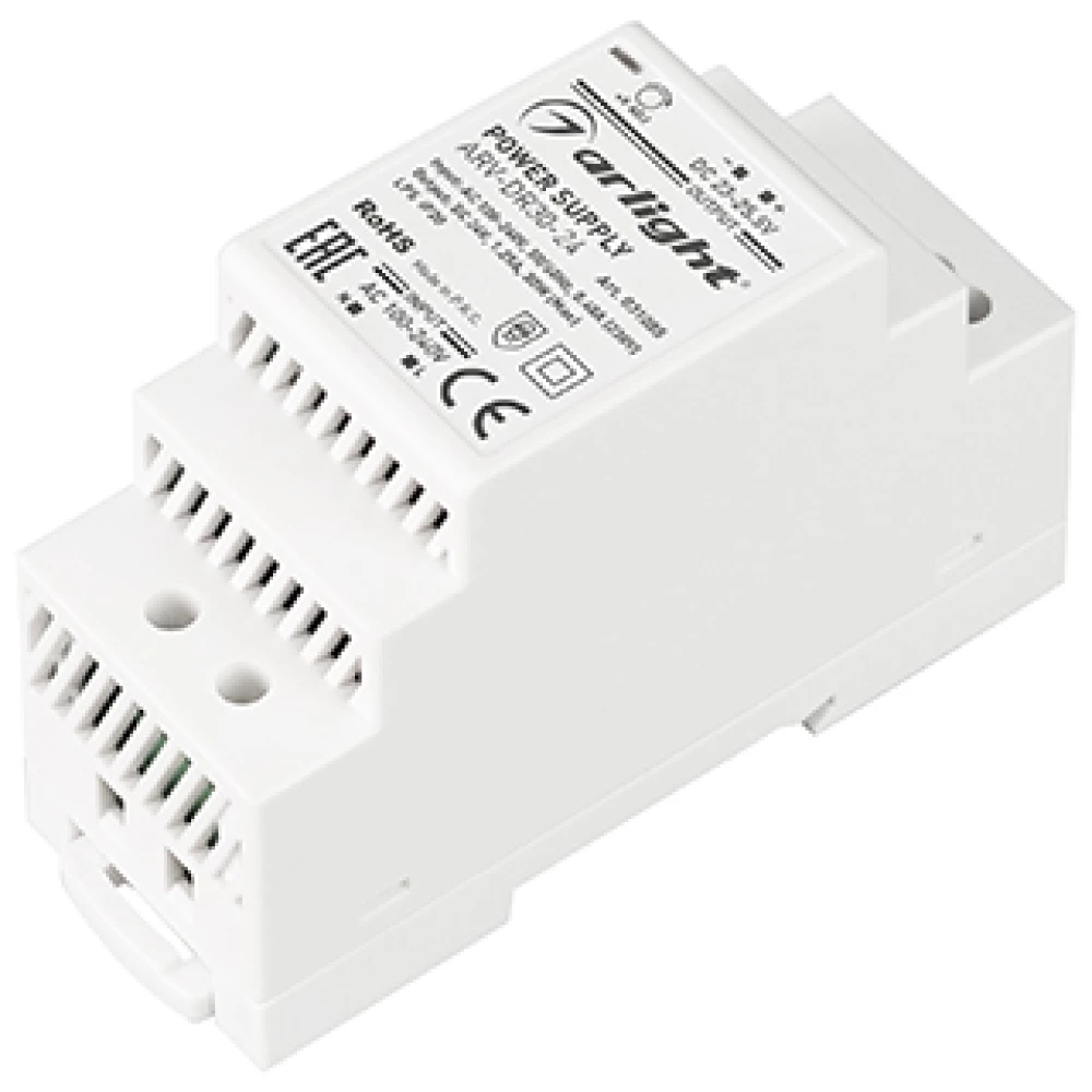 Блок питания ARV-DR30-24 (24V, 1.25A, 30W) (Arlight, IP20 DIN-рейка) 031085 - Viokon.com