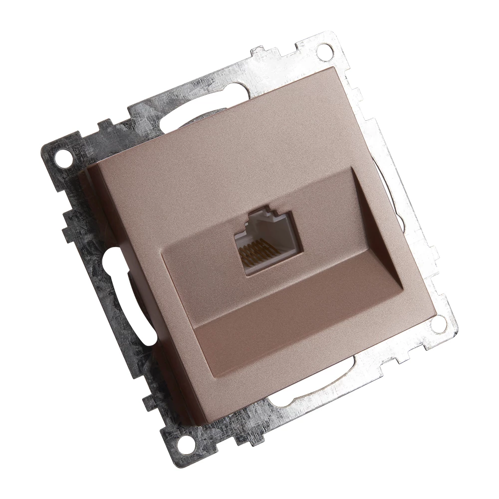 Розетка компьютерная 1-местная RJ-45 (механизм), STEKKER GLS00-7107-02, серия Катрин, шампань (39599) - Viokon.com