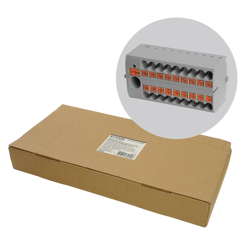 Зажим блочный (групп) для распред.тока нагрузки push-in на 18 точек, сеч 2,5 мм2,690V,41А, 1точка интегр. питание,  LD580 PTFIX 6-18/25 (49749) - Viokon.com