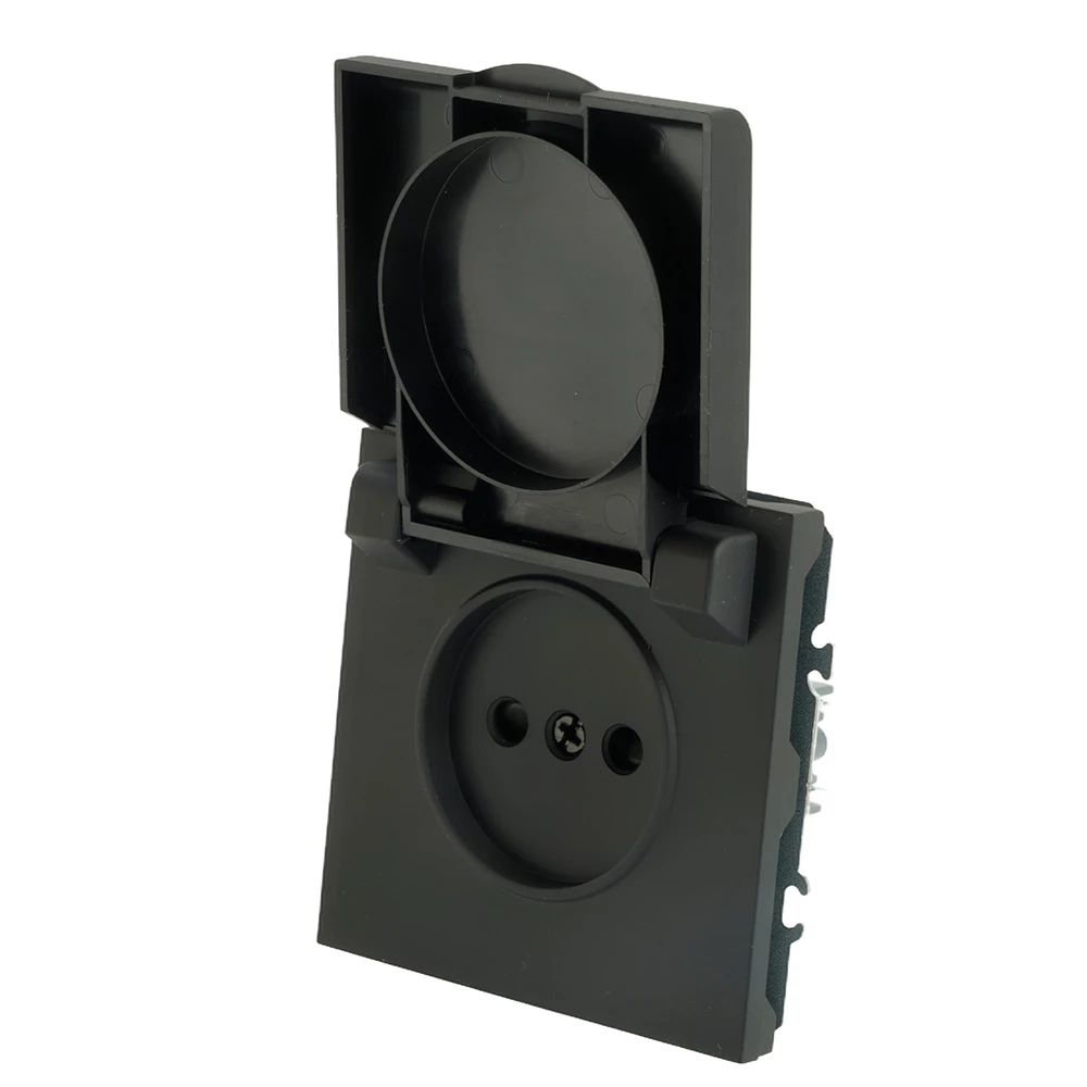 RST16-5113-05 Розетка 1-местная с крышкой с защ. штор STEKKER, б/з, 250В, 16А, серия Эмили, RST16-5113-05, черный уголь, soft touch (49852) - Viokon.com