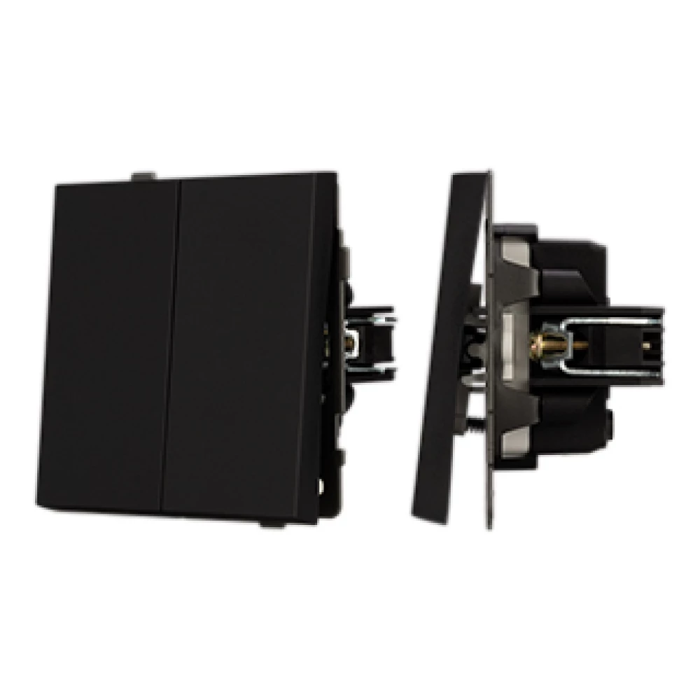 Механизм выключателя двухклавишный непроходной SWT-TENDO-MK02-SFPL-BK (230V, 10A) (Arlight, Матовый черный) 054544 - Viokon.com