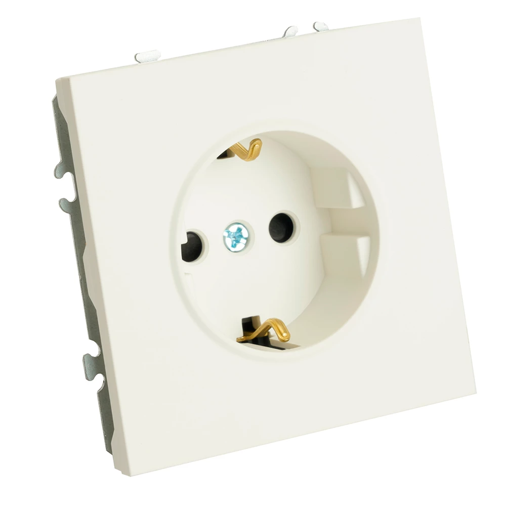 Розетка 1-местная с защитной шторкой с/з (механизм), STEKKER, 250В, 16А, серия Эмили, RST16-5110-01, белый фарфор, soft touch (49880) - Viokon.com