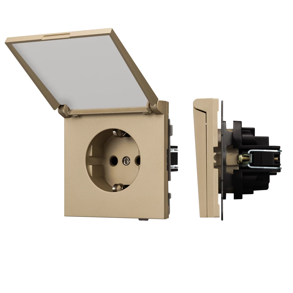 Механизм розетки влагозащищённый SCT-TENDO-MCP-SFPL-GD (230V, 16A) (Arlight, Матовый песочный) 054600 - Viokon.com