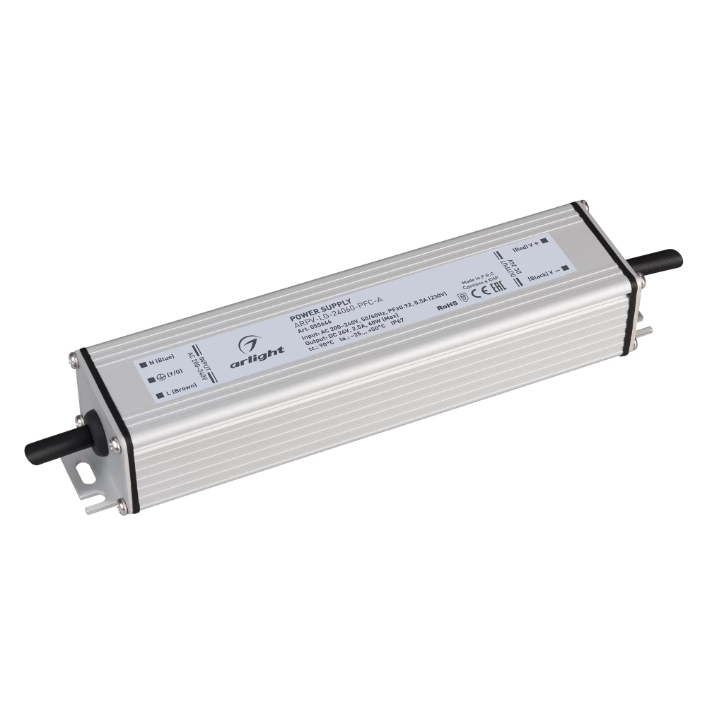 Блок питания ARPV-LG-24060-PFC-A (24V, 2.5A, 60W) (Arlight, IP67 Металл, 5 лет) 055646 - Viokon.com