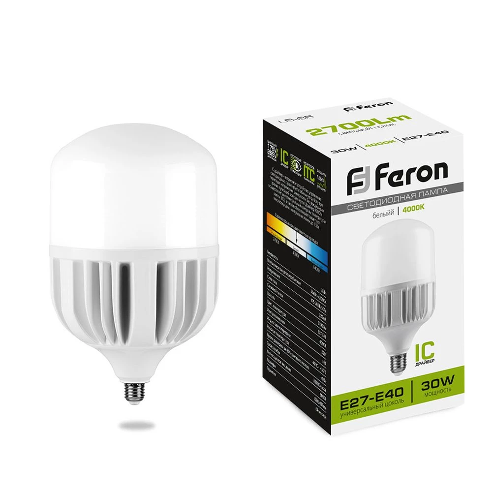Лампа светодиодная Feron LB-65 E27-E40 30W 175-265V 4000K (25818) - Viokon.com