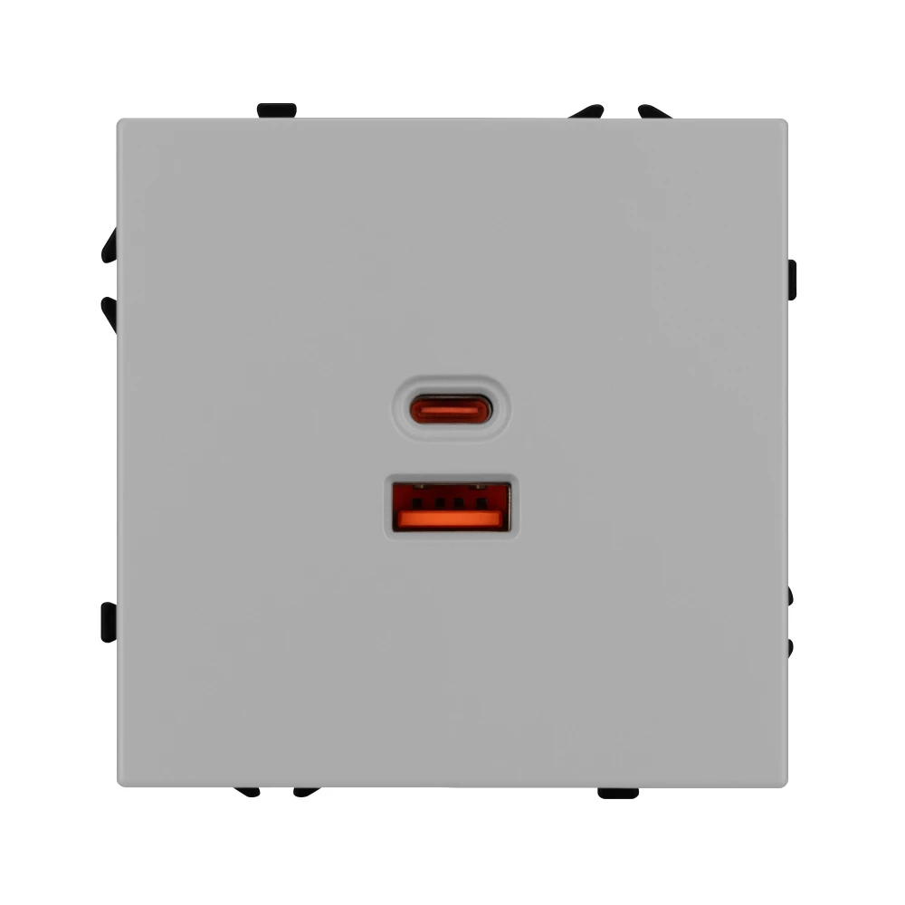 Механизм розетки с быстрой USB зарядкой SCT-NOBE-MUAC-SFPL-FC-IS (65W, QC3) (Arlight, Никель) 059447 - Viokon.com